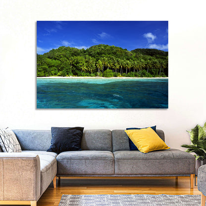 Turquoise Tropical Island Scene Wall Art
