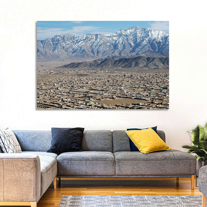 Kabul from Above with Snow-capped Mountains Wall Art