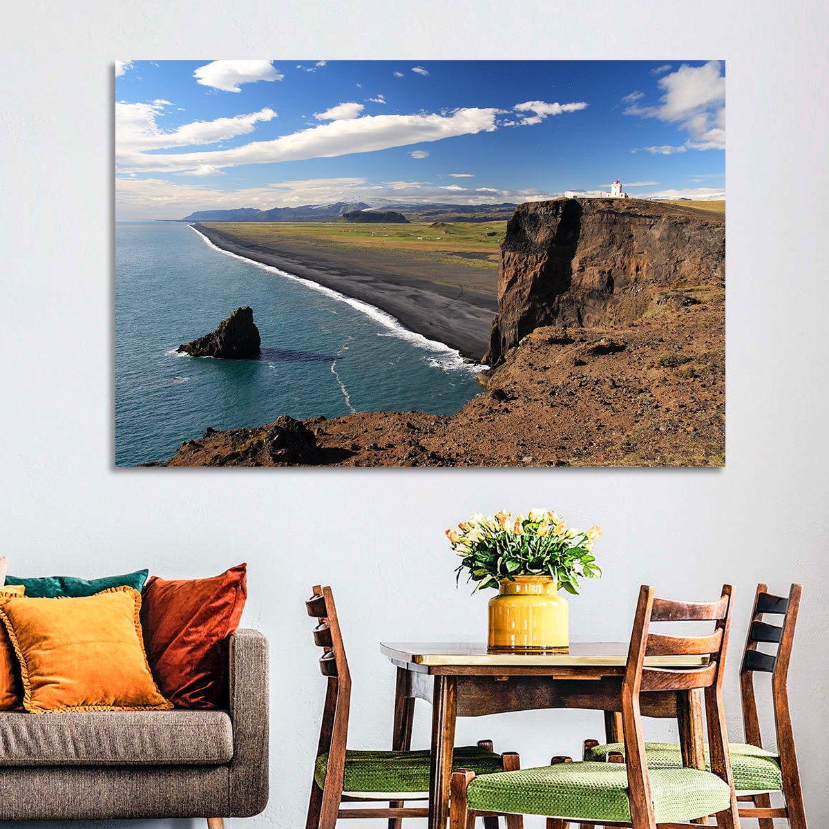 Dyrhólaey Black Sand Beach and Sea Stack Wall Art