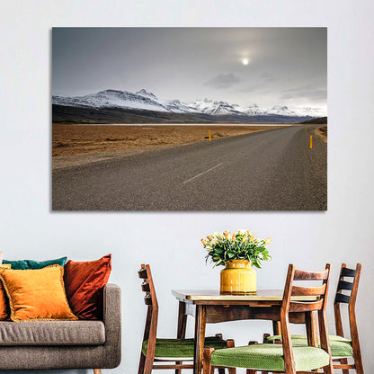 Icelandic Road to Snow-capped Mountains Wall Art