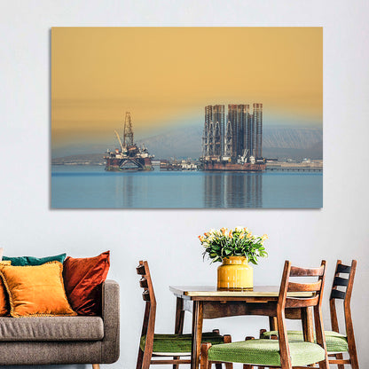 Baku Oil Rigs at Dusk Wall Art