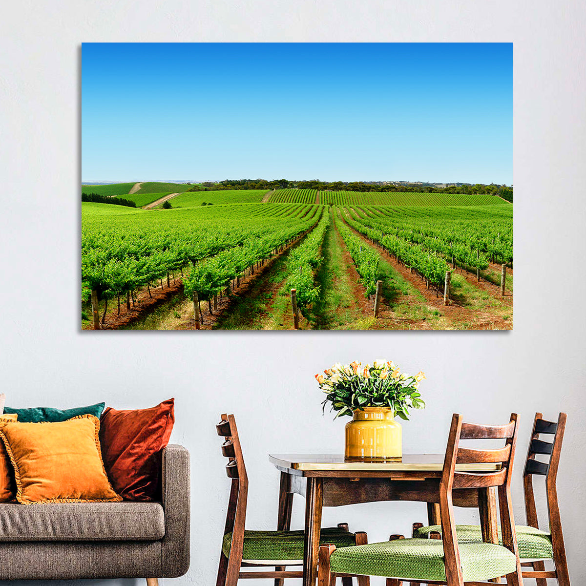 Sunlit Vineyard Rows Wall Art