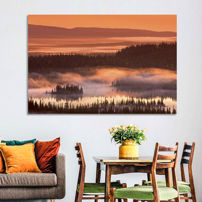 Lapland Sunrise Over Misty Lake Wall Art