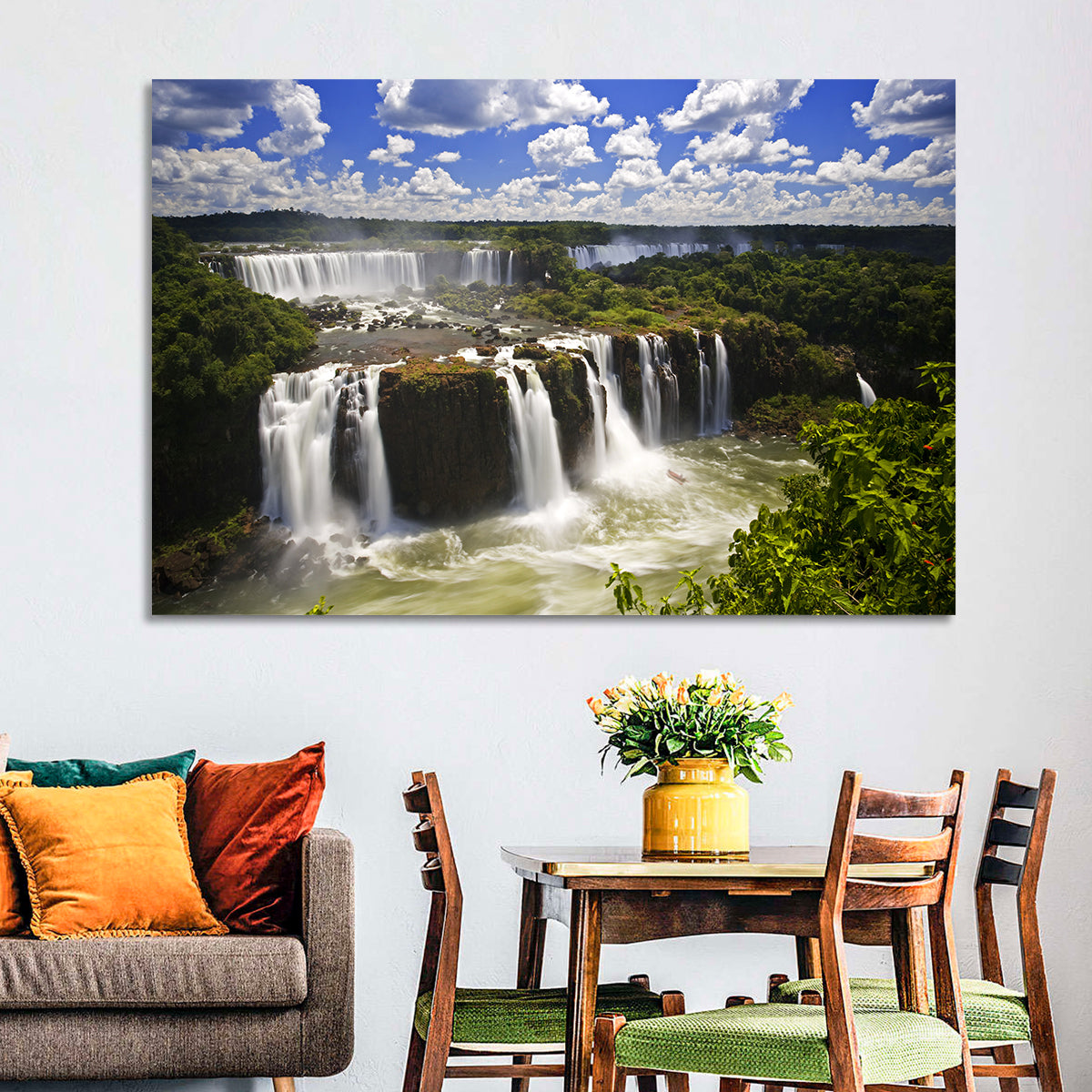 Iguazu Falls River View Wall Art in a room, landscape