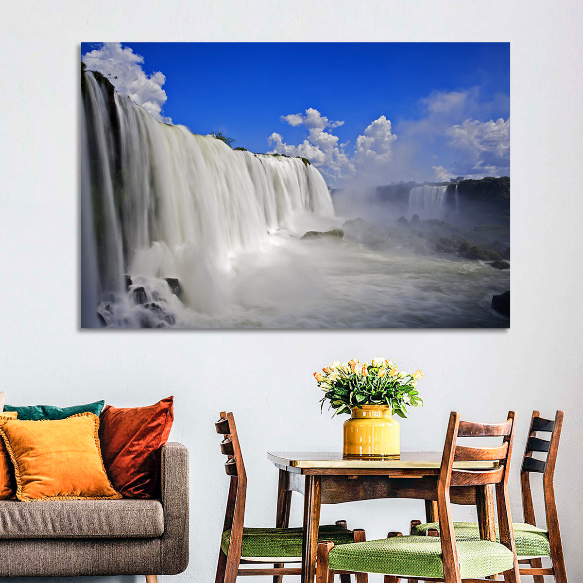 Silky Iguazu Falls, Foz Do Iguaçu Wall Art in a room, landscape