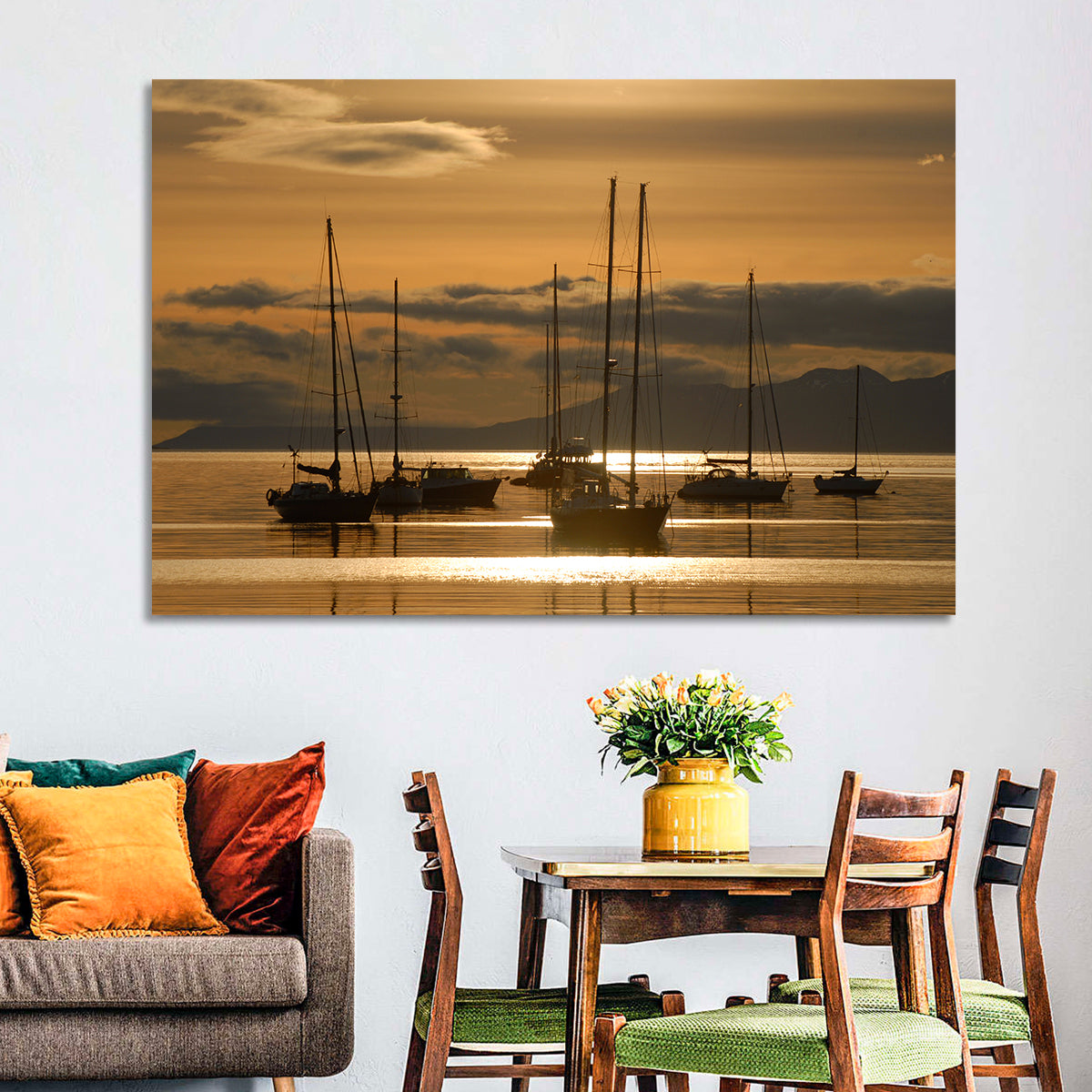 Sailboats at Sunrise Wall Art