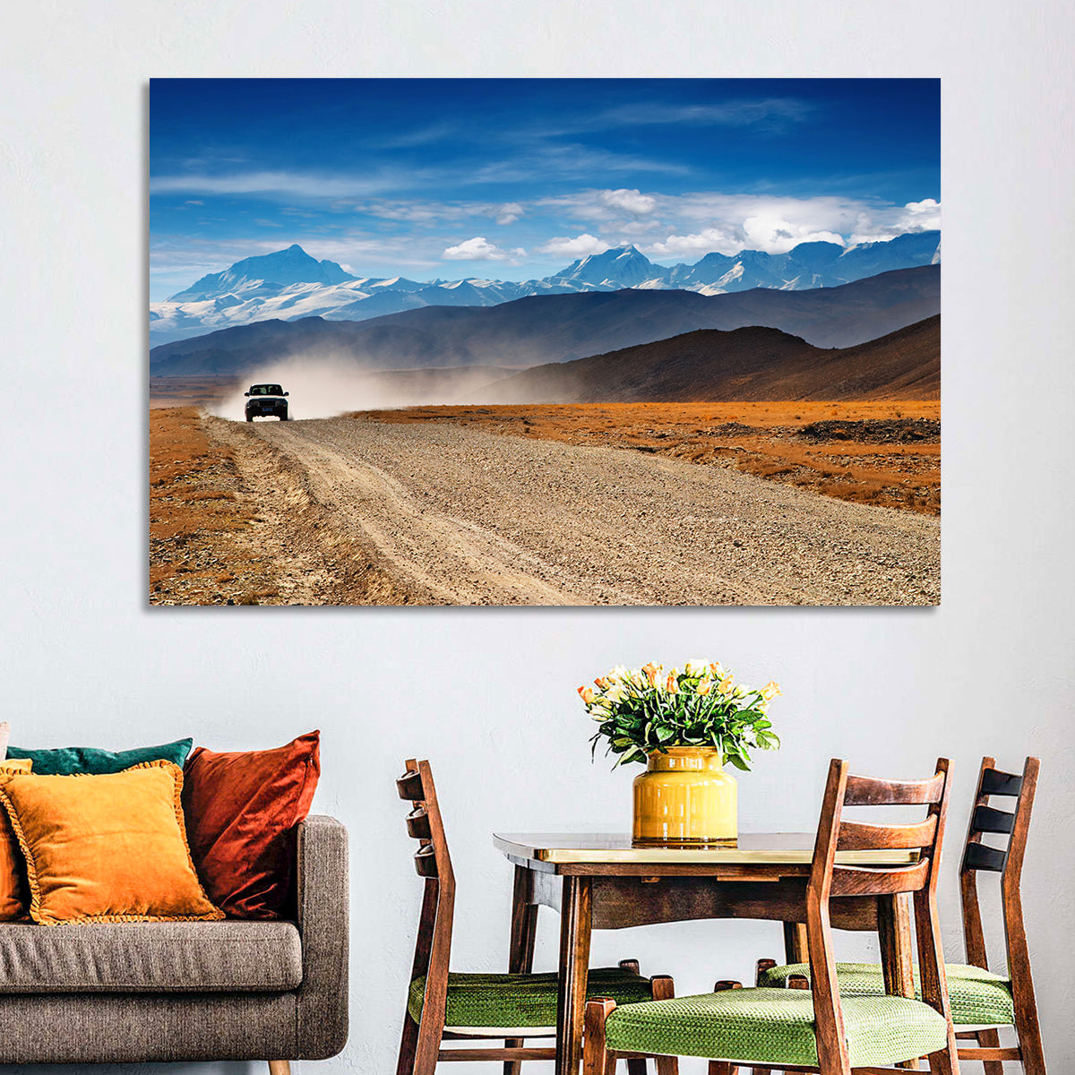Road to Everest, Tibetan Highlands Wall Art in a room, landscape