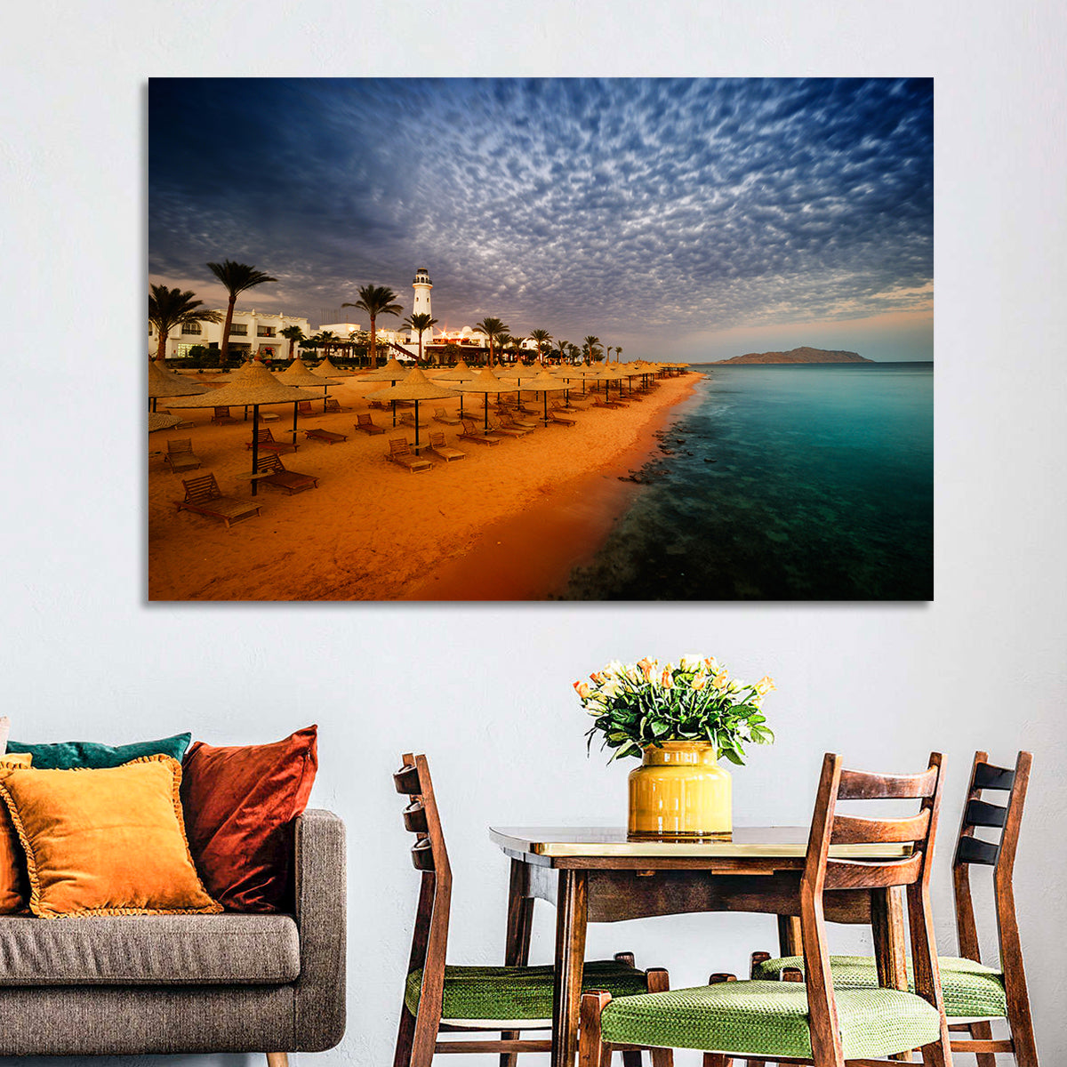 Sharm El Sheikh Beach at Dusk Wall Art in a room, landscape
