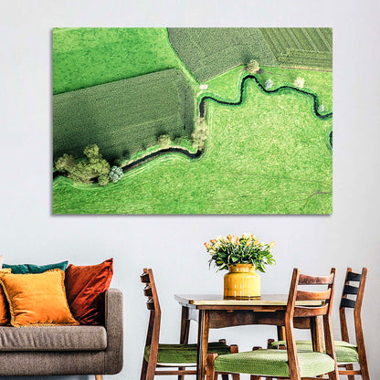 Meandering Stream Over Farmland Wall Art