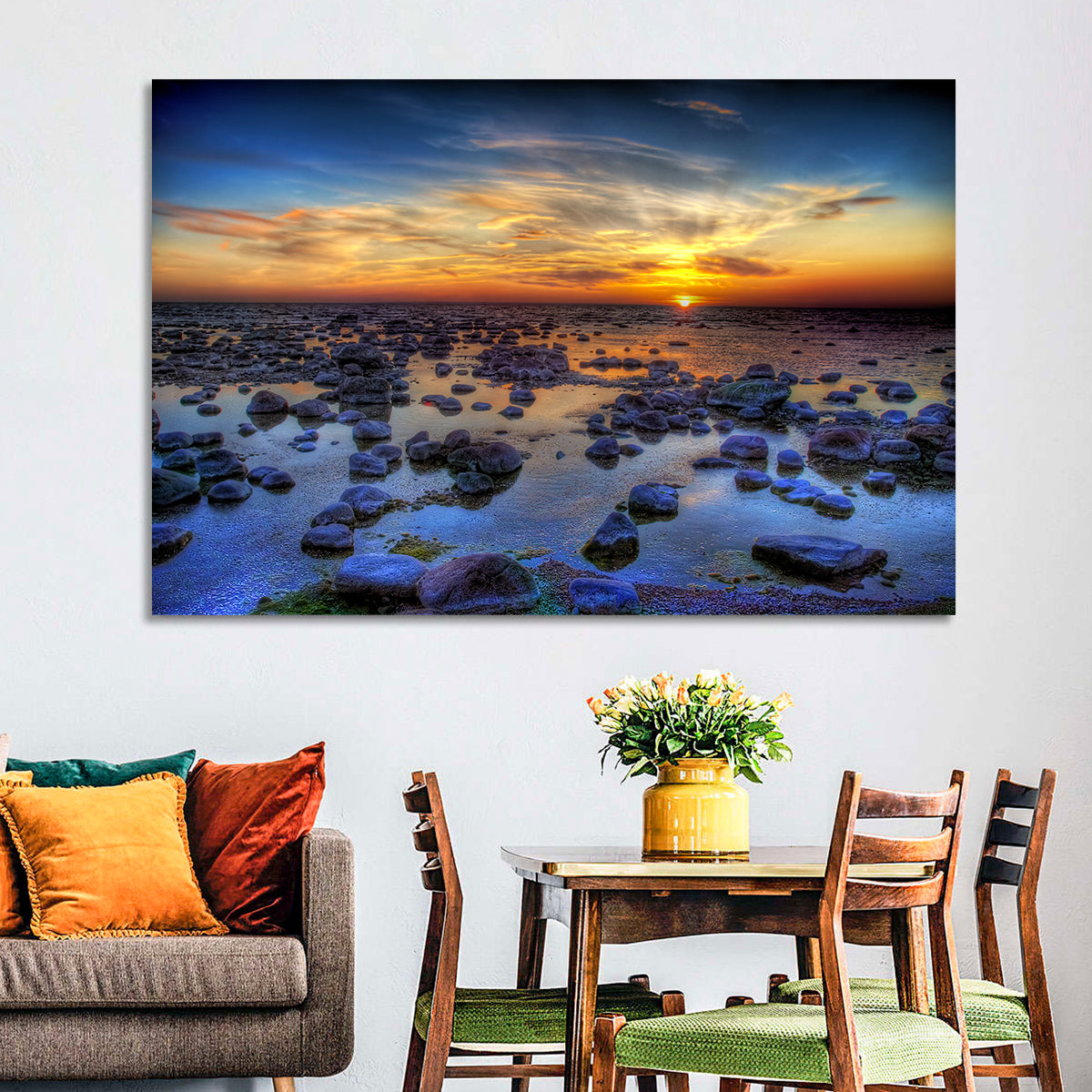 Sea Stones at Sunset Wall Art
