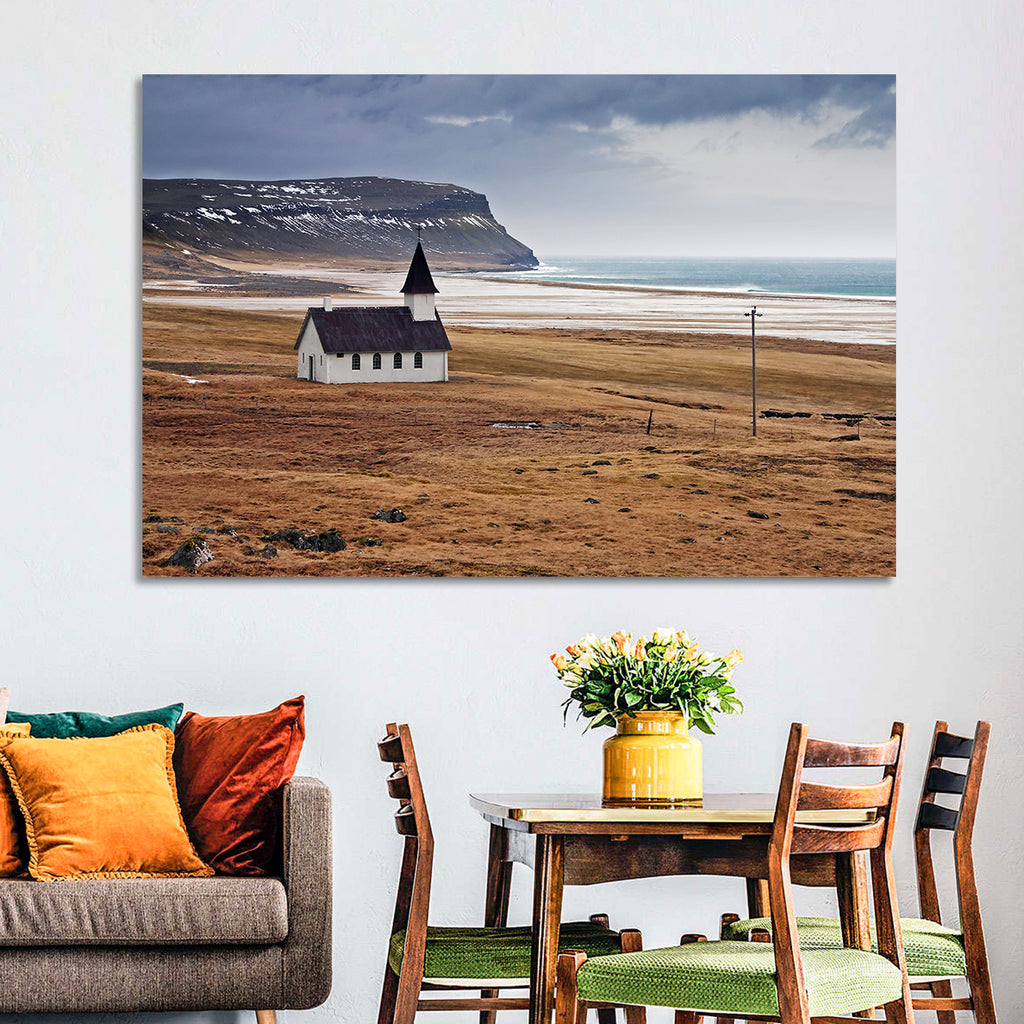Icelandic Church with Dark Steeple Wall Art
