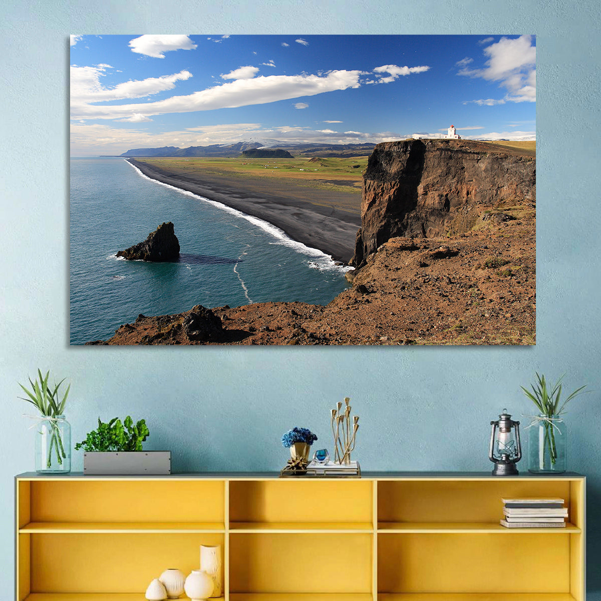 Dyrhólaey Black Sand Beach and Sea Stack Wall Art