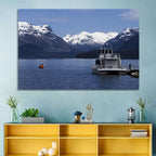 Lake Nahuel Huapi Catamaran and Snow-capped Mountains Wall Art