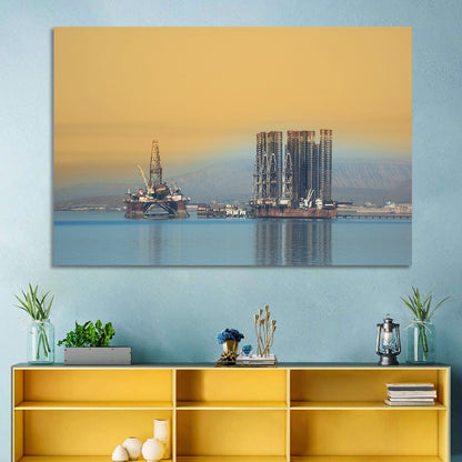 Baku Oil Rigs at Dusk Wall Art