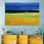 Cornfields Under Stormy Sky Wall Art
