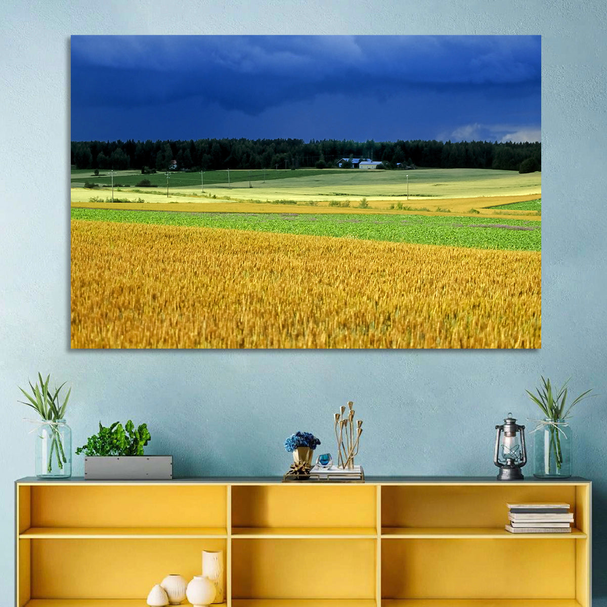 Cornfields Under Stormy Sky Wall Art