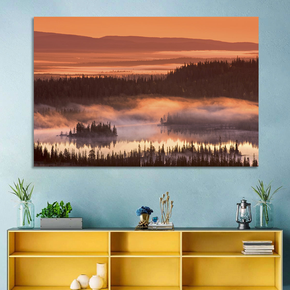 Lapland Sunrise Over Misty Lake Wall Art