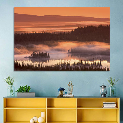 Lapland Sunrise Over Misty Lake Wall Art