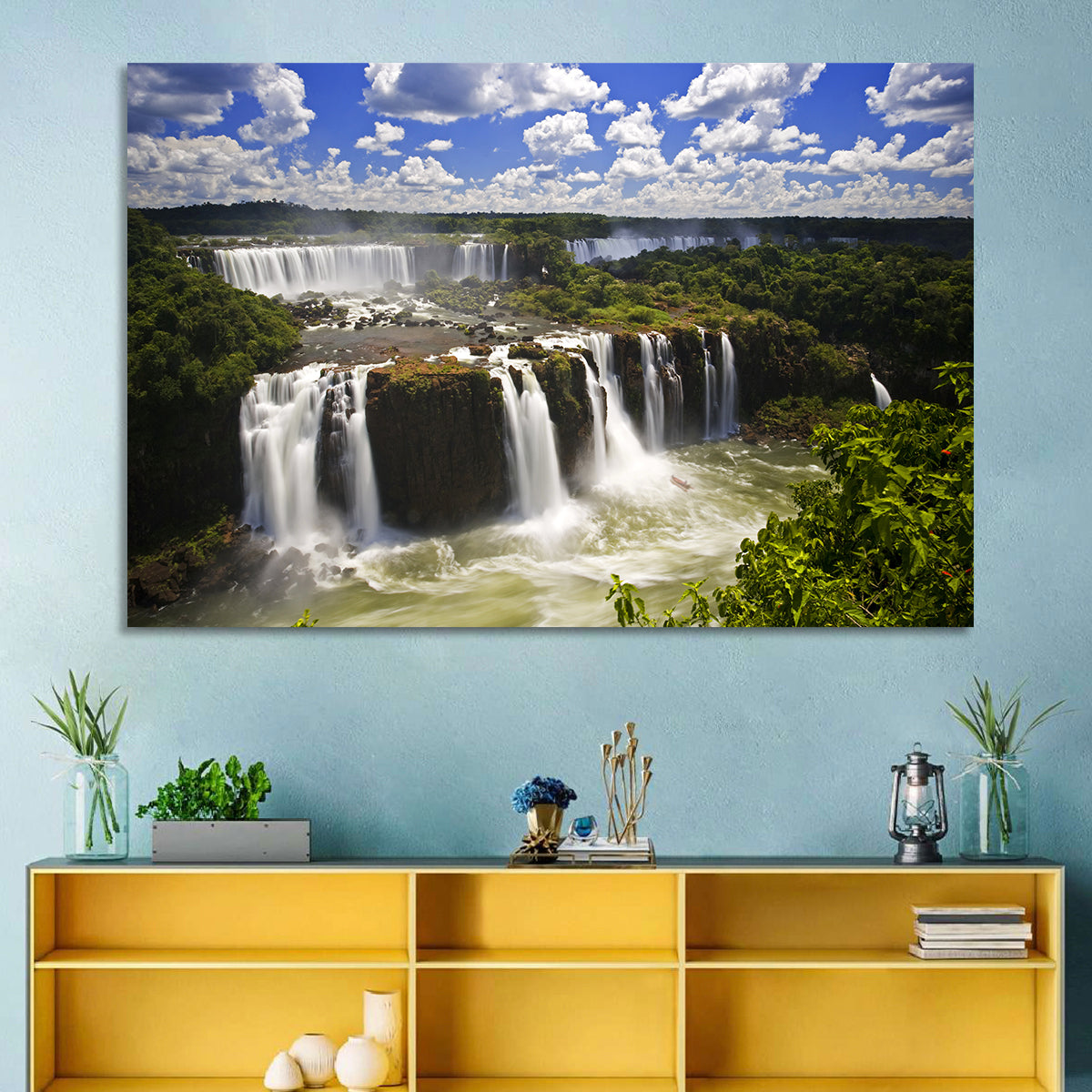 Iguazu Falls River View Wall Art in a room, landscape
