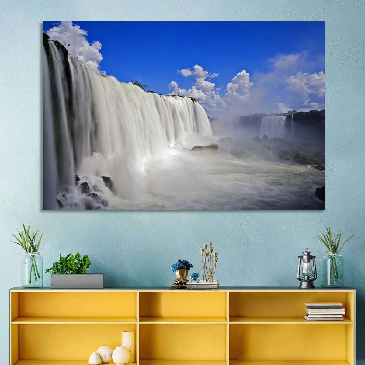 Silky Iguazu Falls, Foz Do Iguaçu Wall Art in a room, landscape