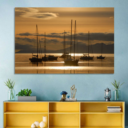 Sailboats at Sunrise Wall Art
