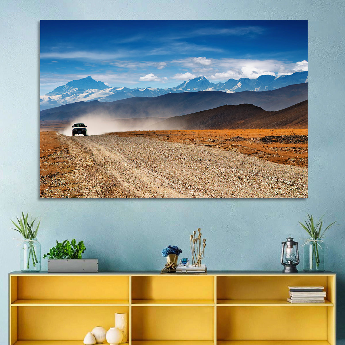 Road to Everest, Tibetan Highlands Wall Art in a room, landscape