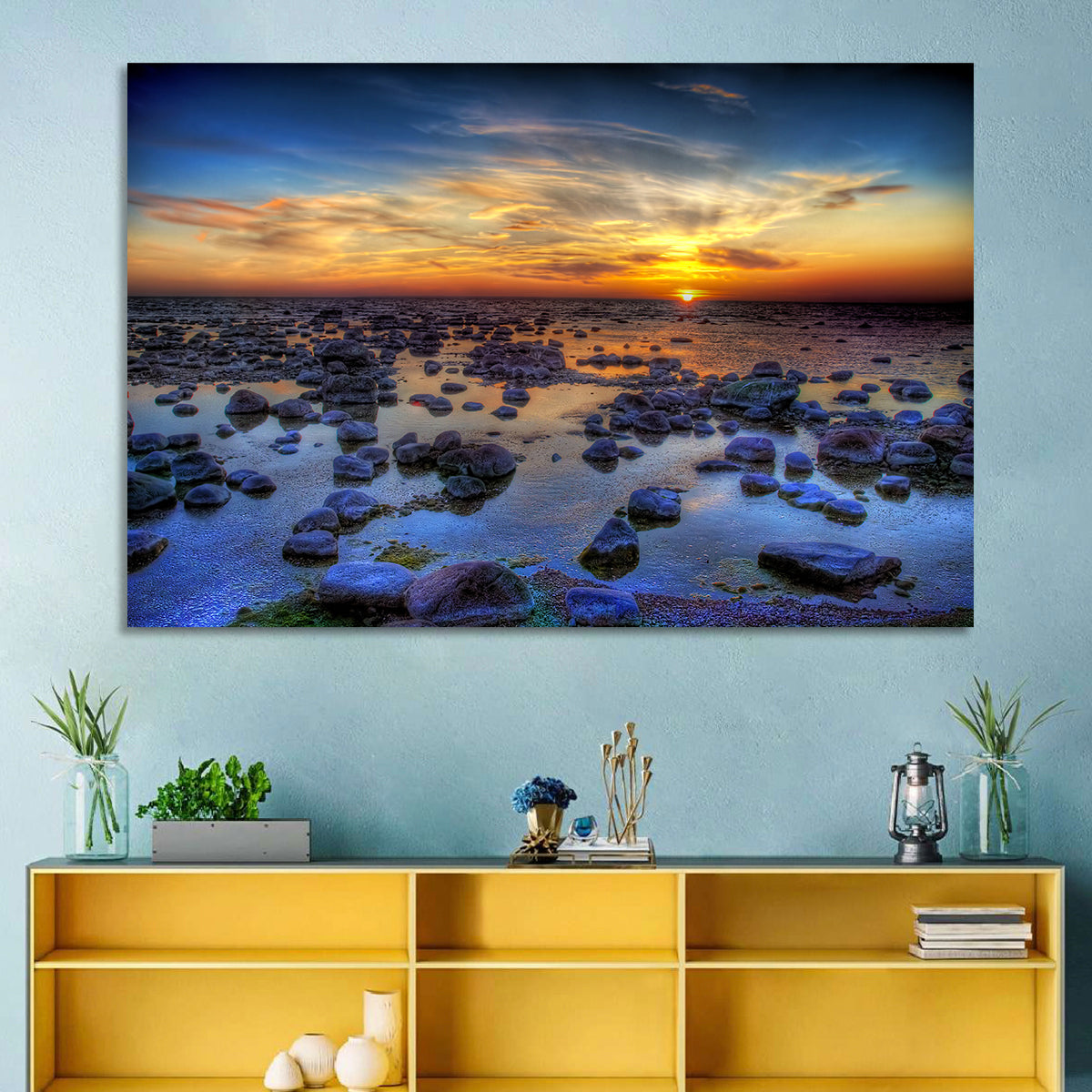 Sea Stones at Sunset Wall Art