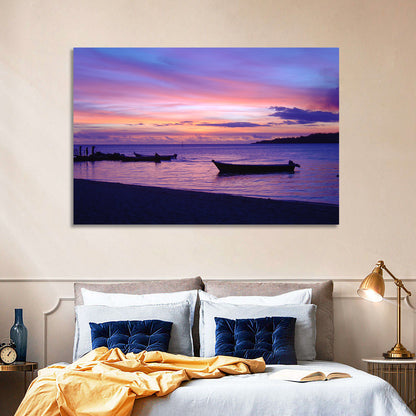 Malolo Island Sunset with Moored Boats Wall Art