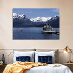 Lake Nahuel Huapi Catamaran and Snow-capped Mountains Wall Art