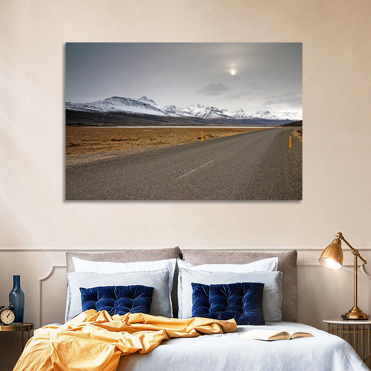 Icelandic Road to Snow-capped Mountains Wall Art
