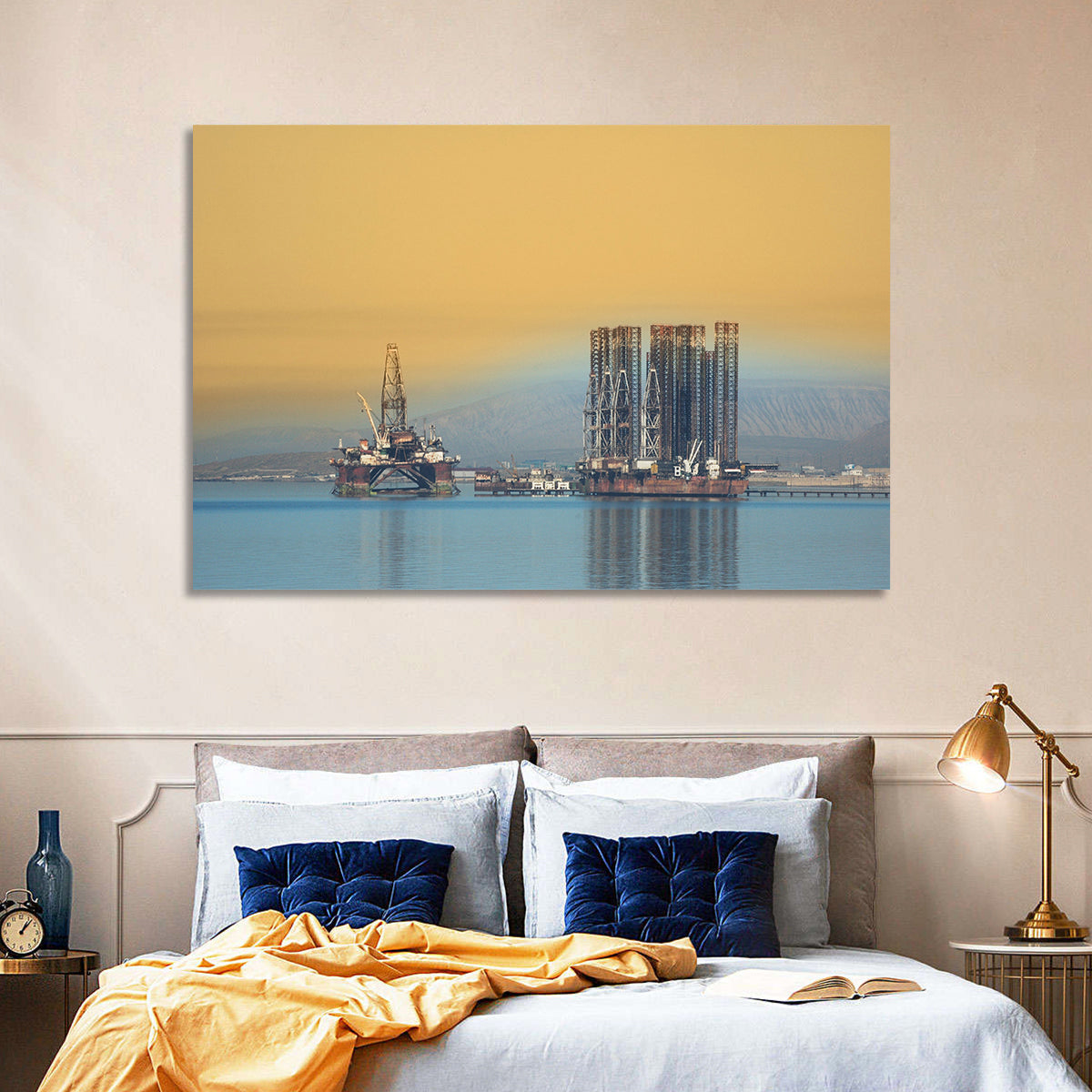 Baku Oil Rigs at Dusk Wall Art