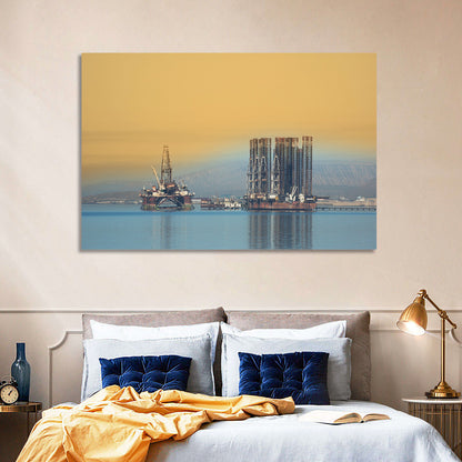 Baku Oil Rigs at Dusk Wall Art