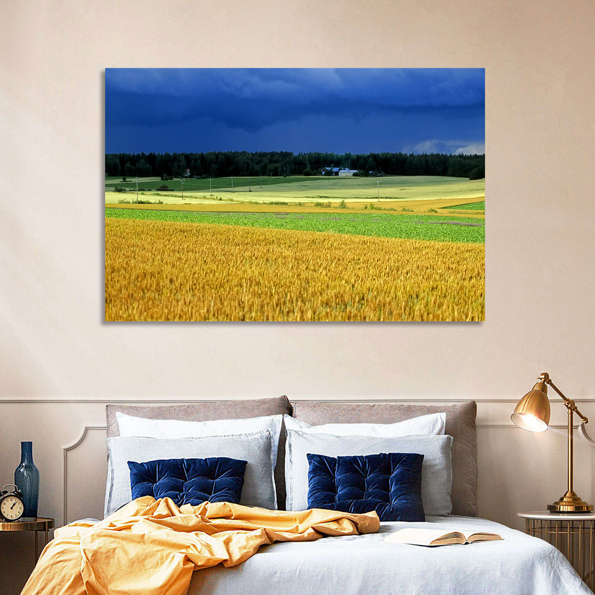 Cornfields Under Stormy Sky Wall Art