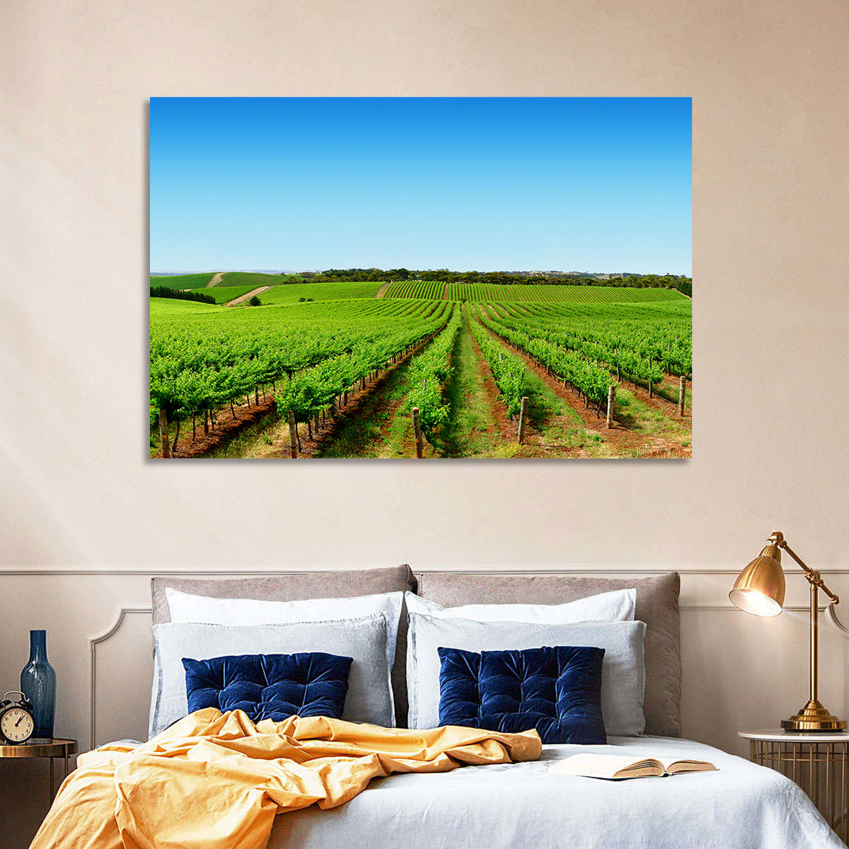 Sunlit Vineyard Rows Wall Art