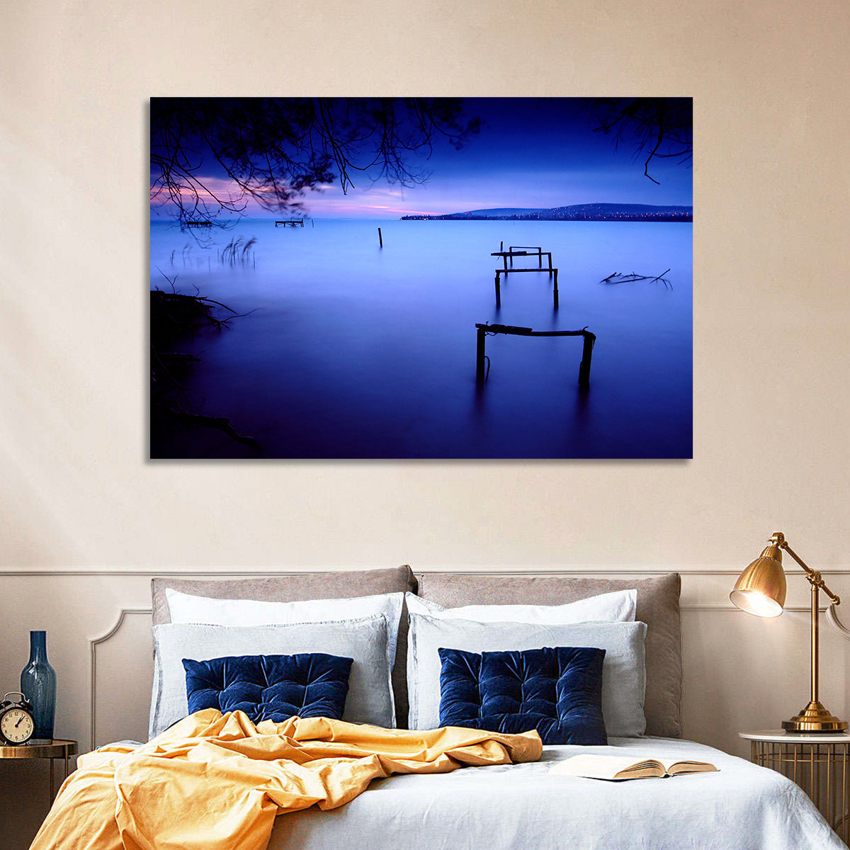 Lake Balaton at Twilight Wall Art in a room, landscape
