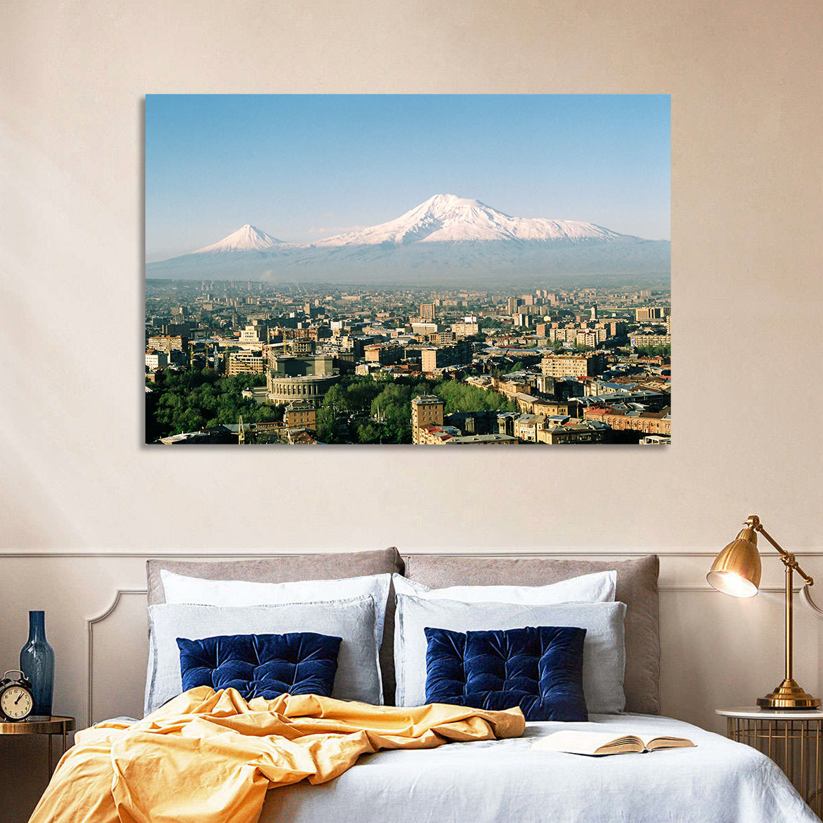 Mount Ararat Over Yerevan Wall Art in a room, landscape