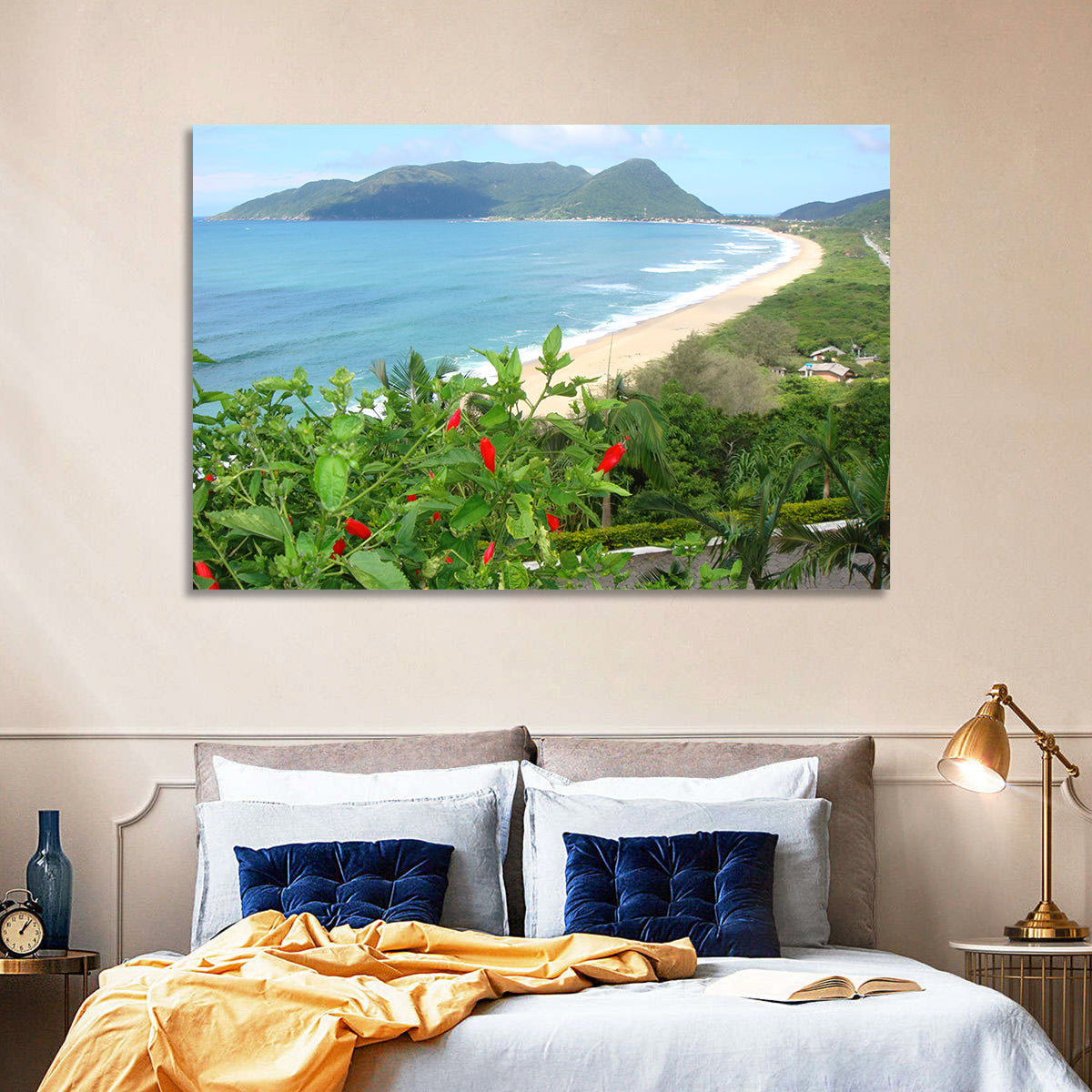 Armacao Beach Scene Wall Art in a room, landscape