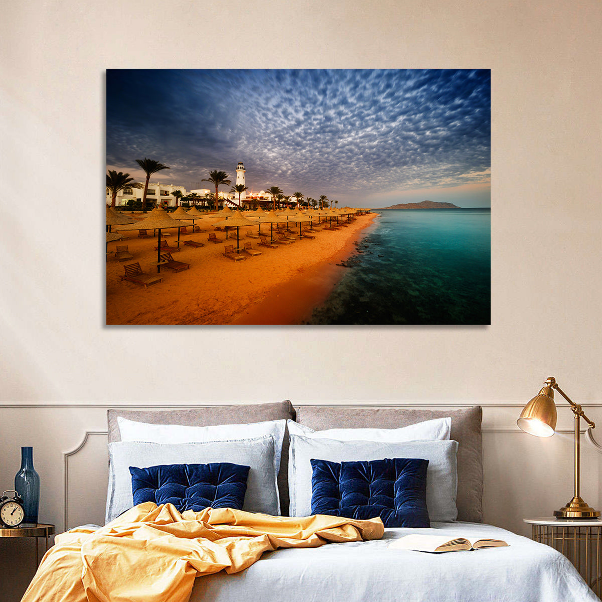 Sharm El Sheikh Beach at Dusk Wall Art in a room, landscape