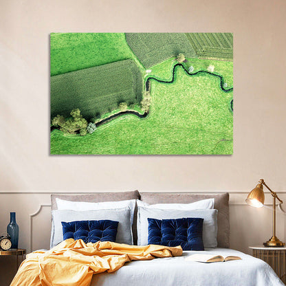Meandering Stream Over Farmland Wall Art
