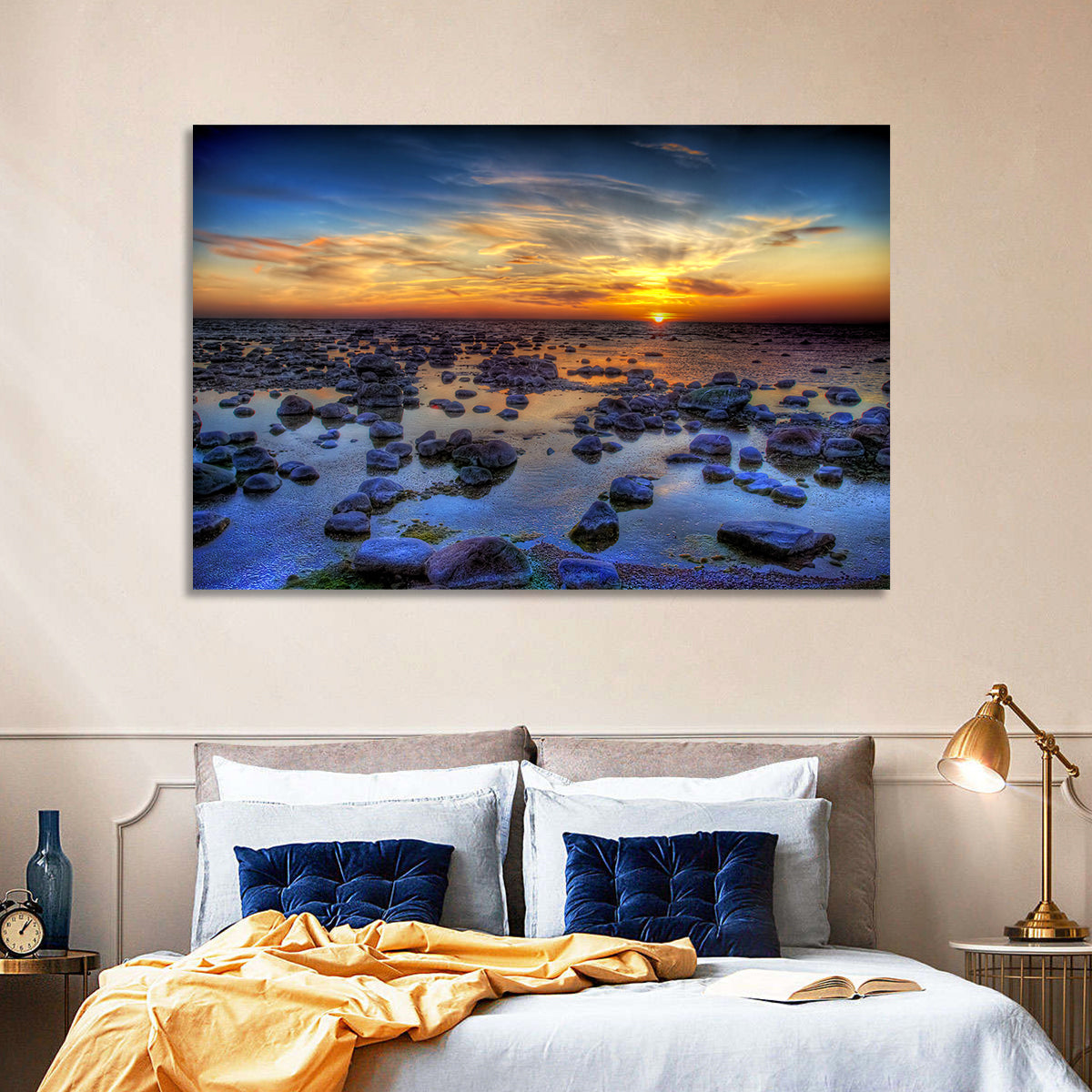 Sea Stones at Sunset Wall Art