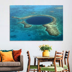 Great Blue Hole Aerial View Belize Wall Art