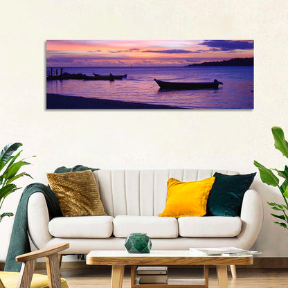 Malolo Island Sunset with Moored Boats Wall Art
