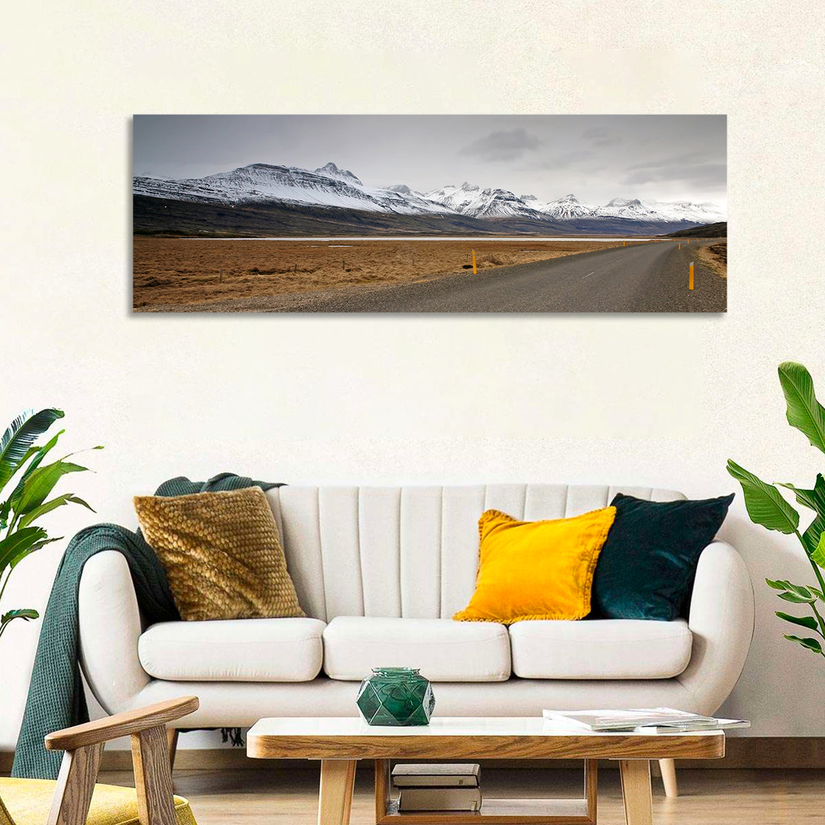 Icelandic Road to Snow-capped Mountains Wall Art