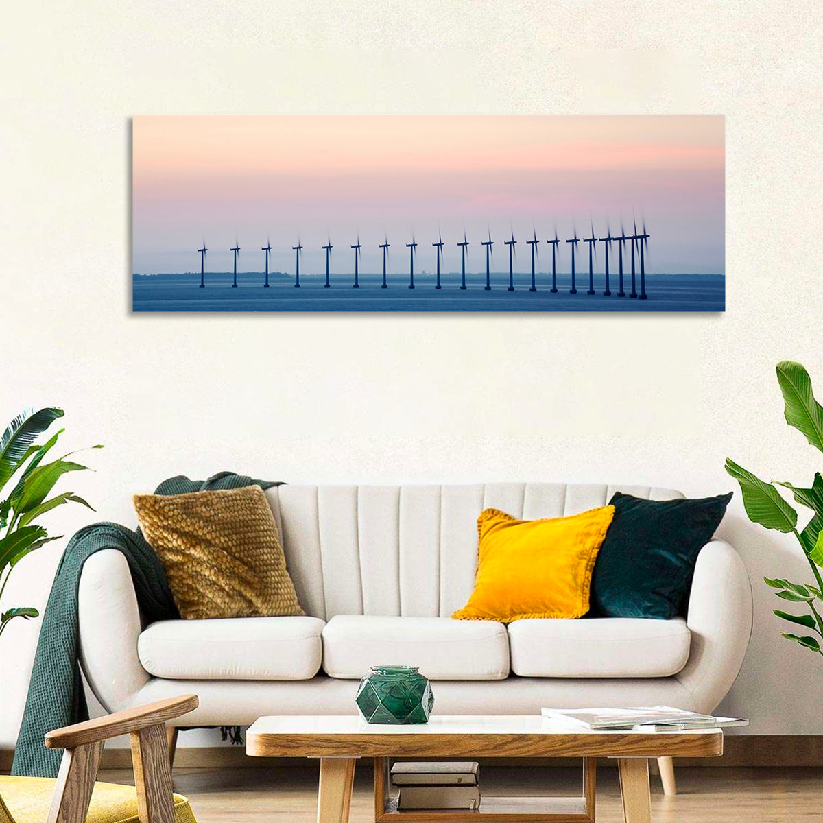 Coastal Wind Farm at Dusk Wall Art