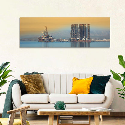 Baku Oil Rigs at Dusk Wall Art