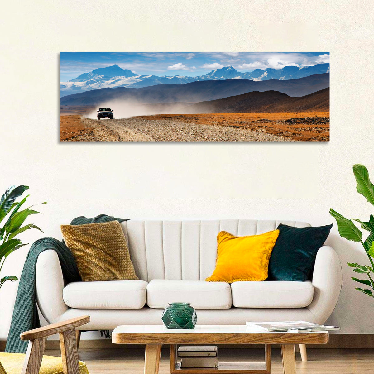 Road to Everest, Tibetan Highlands Wall Art in a room, panoramic