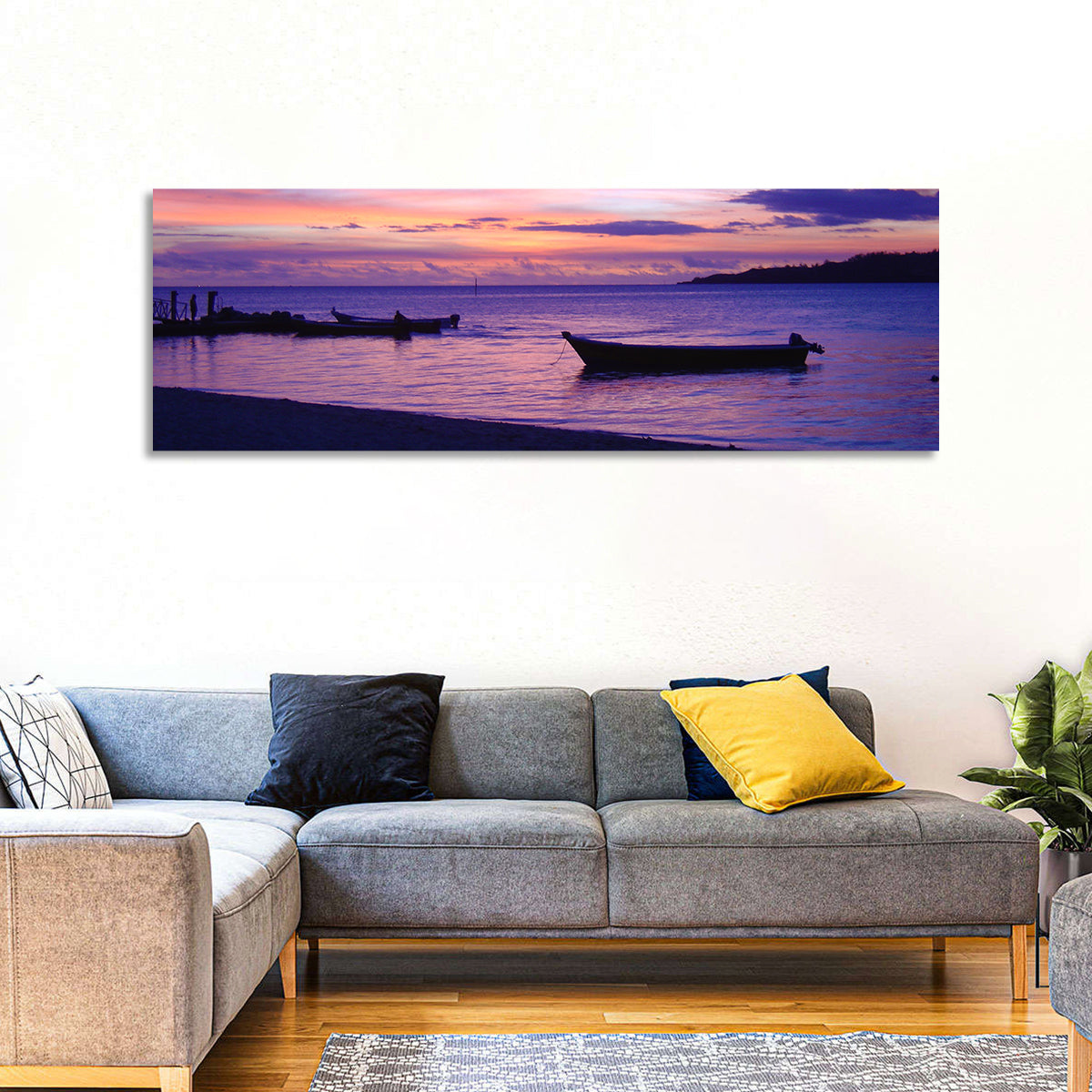 Malolo Island Sunset with Moored Boats Wall Art