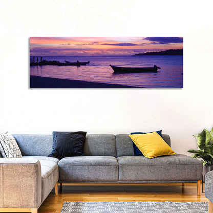 Malolo Island Sunset with Moored Boats Wall Art