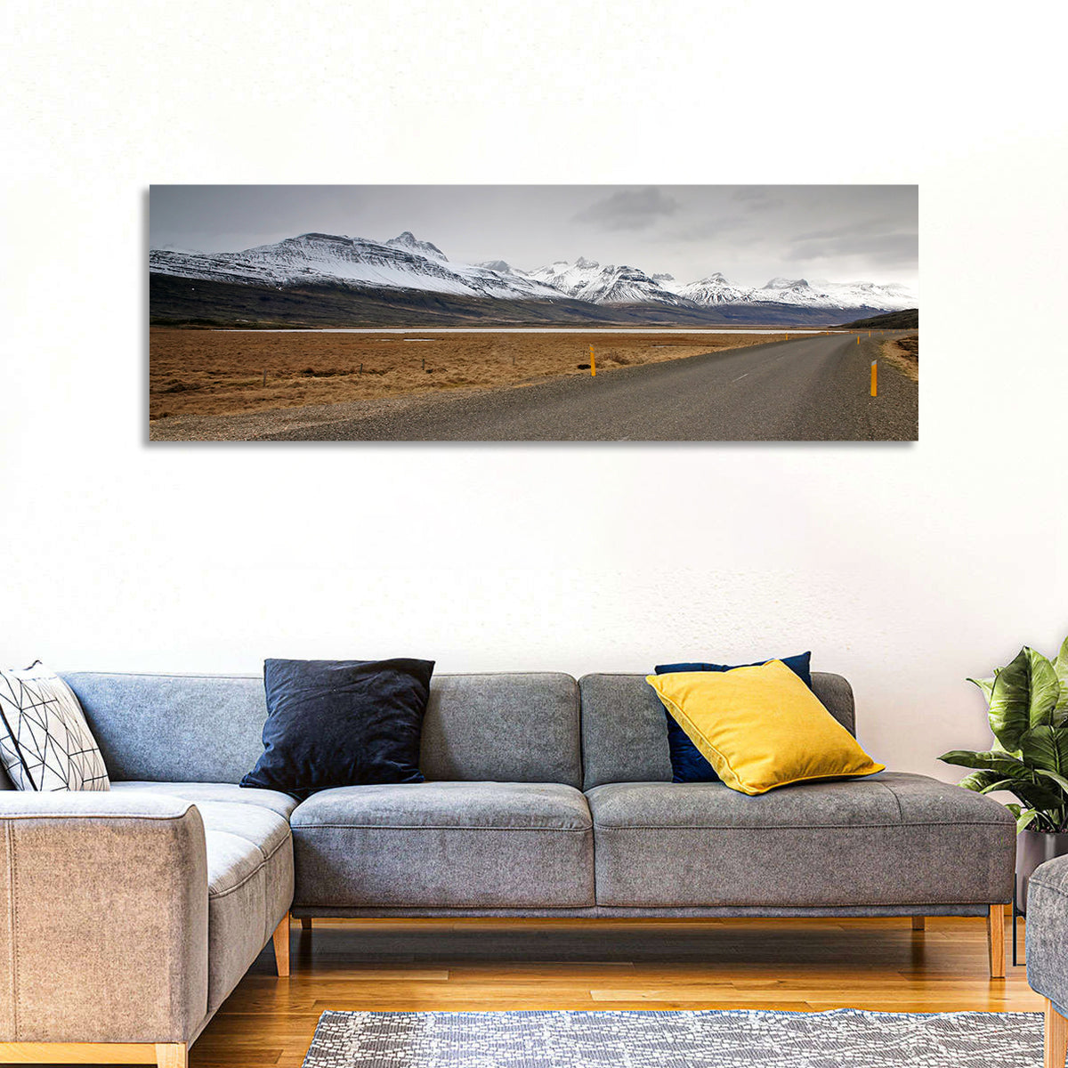 Icelandic Road to Snow-capped Mountains Wall Art