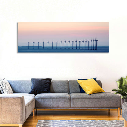 Coastal Wind Farm at Dusk Wall Art